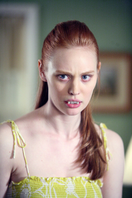 Jessica Hamby (Deborah Ann Woll) shows off her teeth in this scene from the 