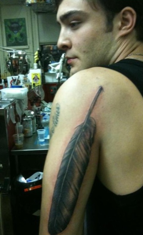 jessica szohr tattoo on arm. Ed Westwick New Tattoo