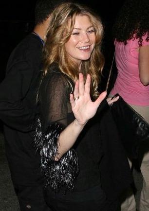 Actress Ellen Pompeo waves to some fans outside the Good Medicine special