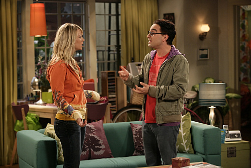 Penny and Leonard try and talk out their little awkward hookup they have in